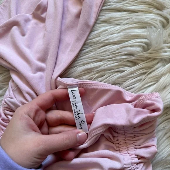 LUCY IN THE SKY Champagne Showers One Shoulder Ruched Cutout Dress In Light Pink - Picture 6 of 7